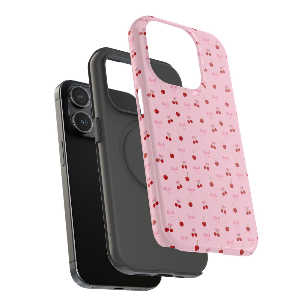Cherry-Bow Pattern Impact-Resistant Phone Case