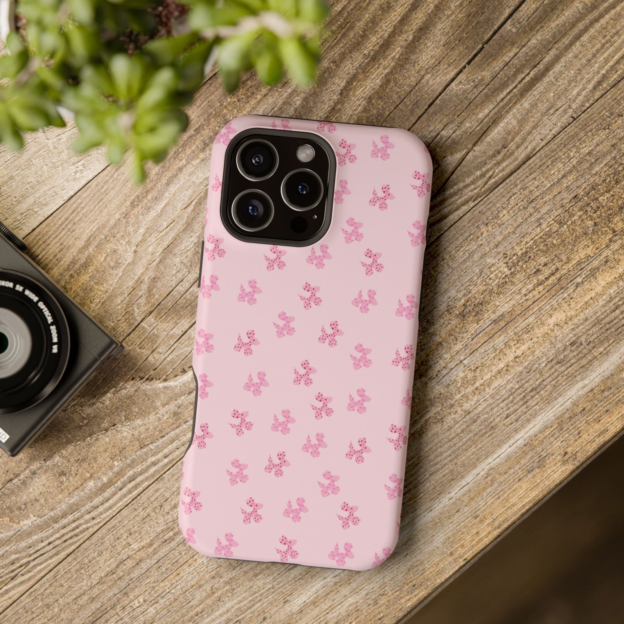 Pink Dog Bow's Cute Pattern Impact-Resistant Phone Case