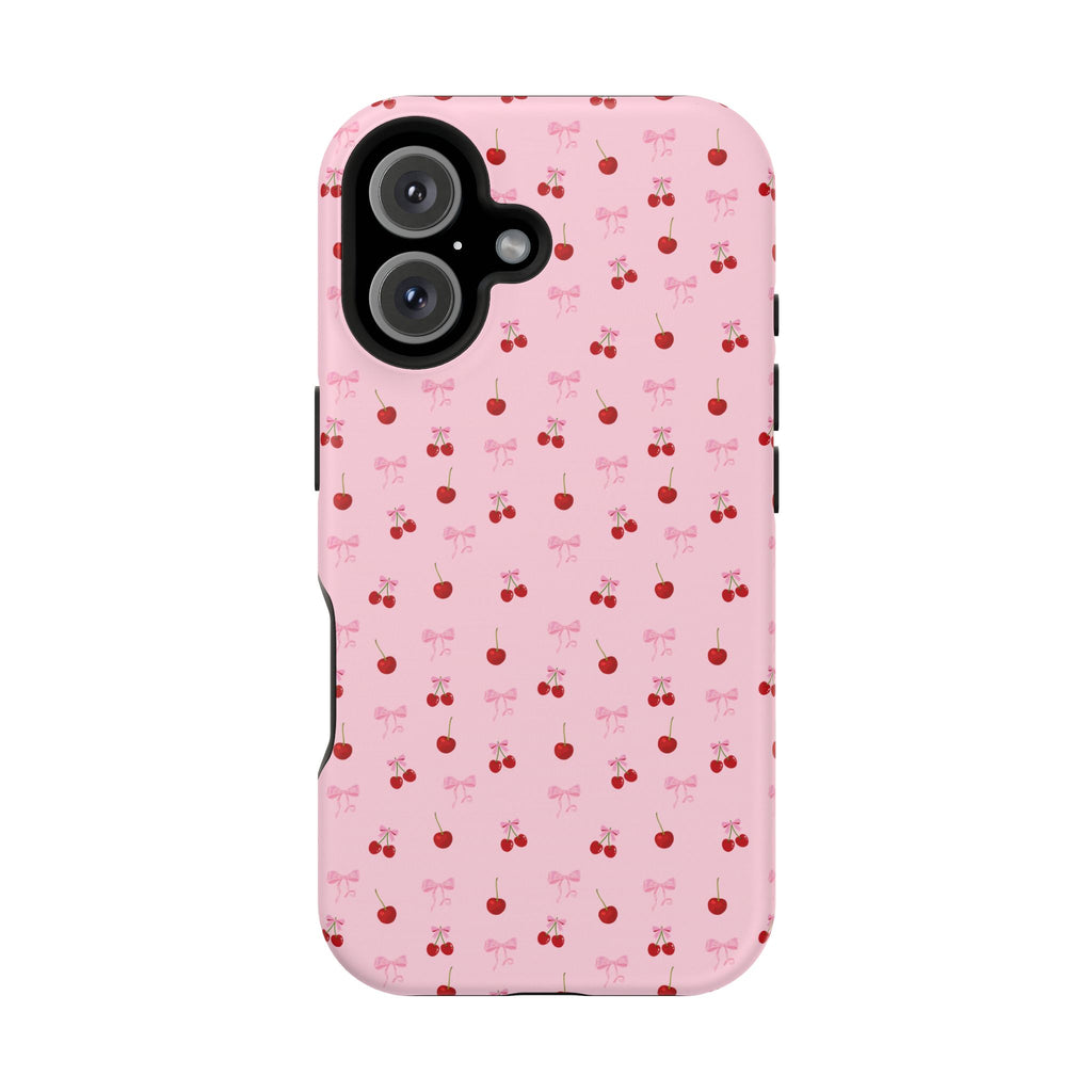 Cherry-Bow Pattern Impact-Resistant Phone Case