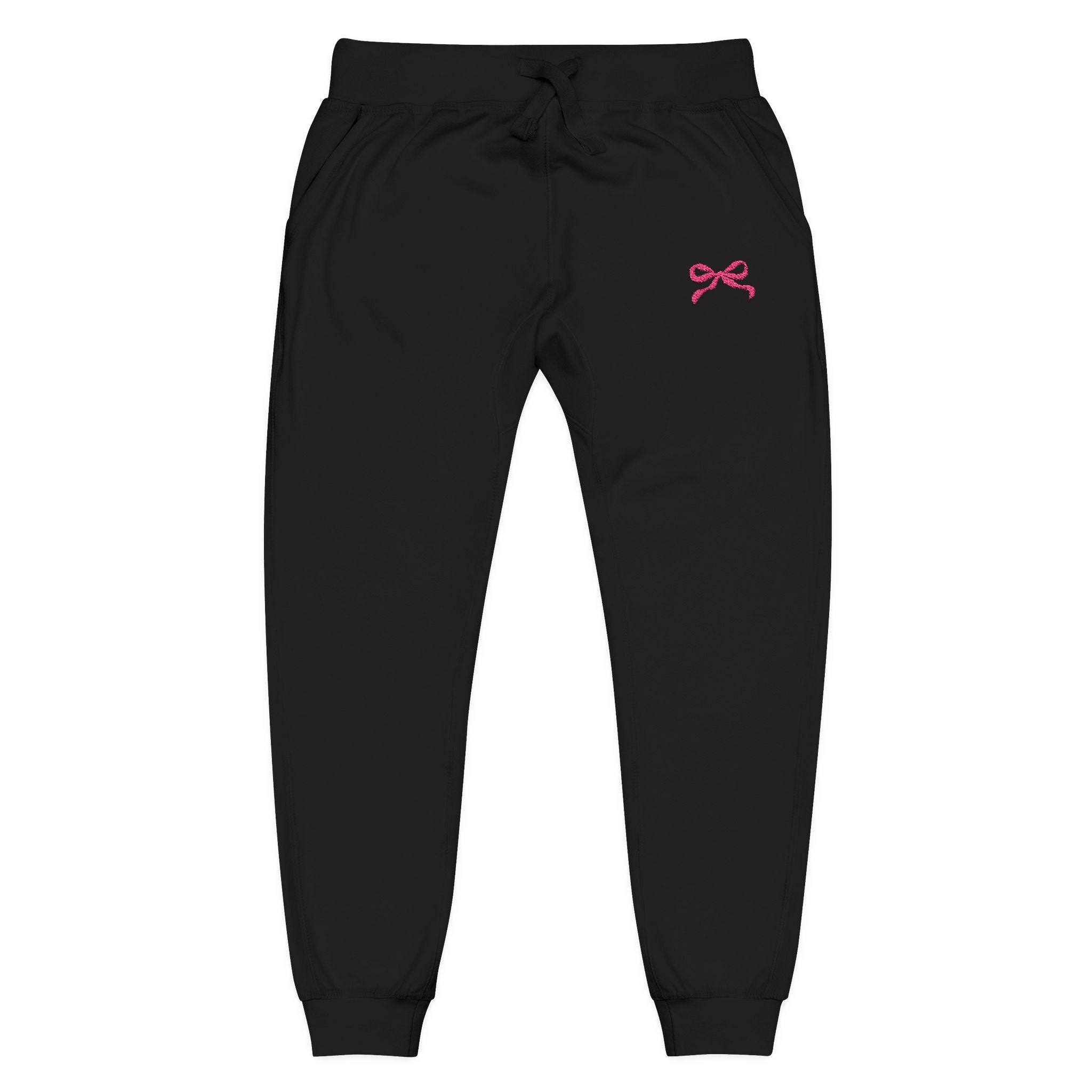 Embroidered Pink Bow Cozy Sweatpants