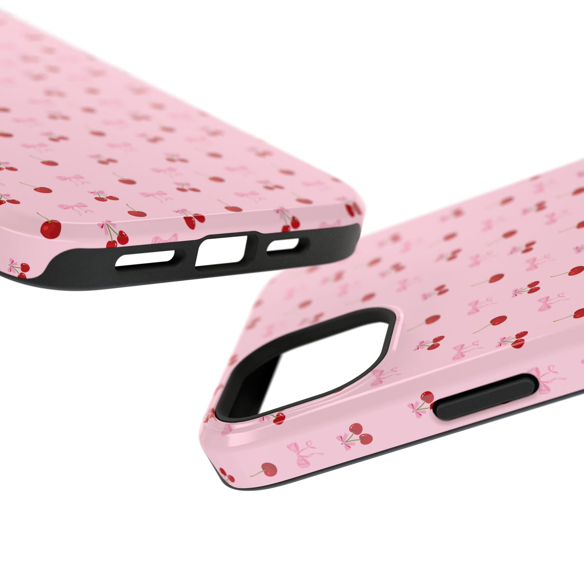 Cherry-Bow Pattern Impact-Resistant Phone Case
