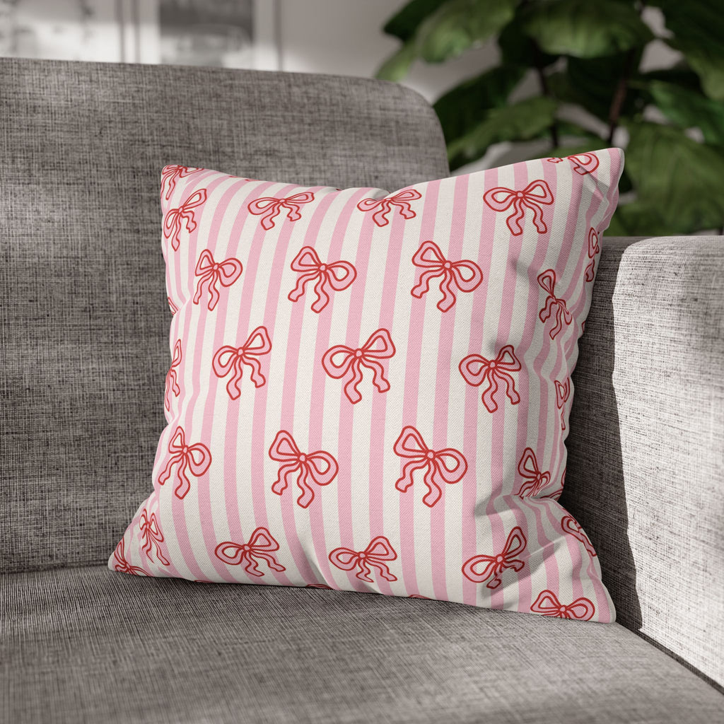 Pink Striped Bow's Pillowcase Cover