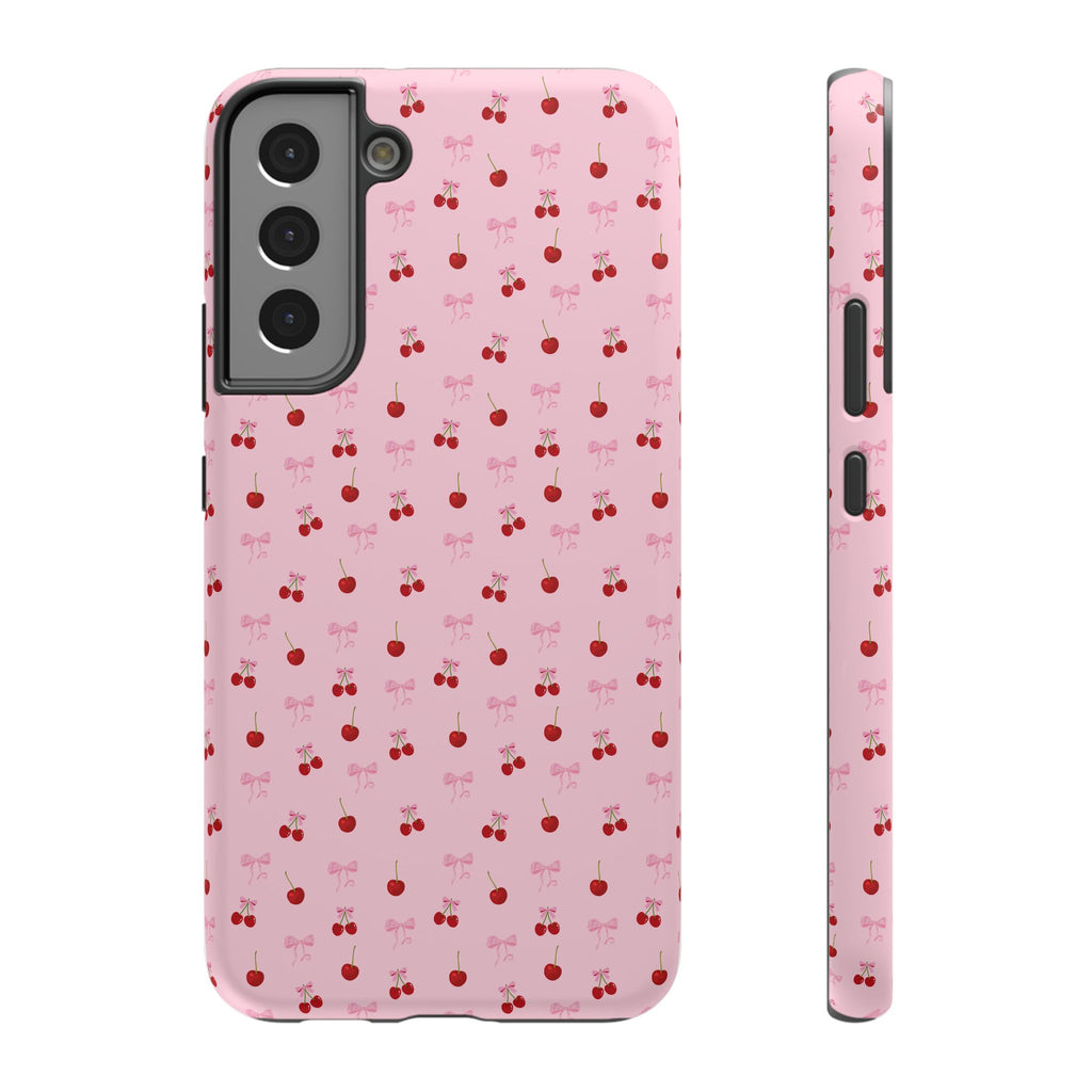 Cherry-Bow Pattern Impact-Resistant Phone Case