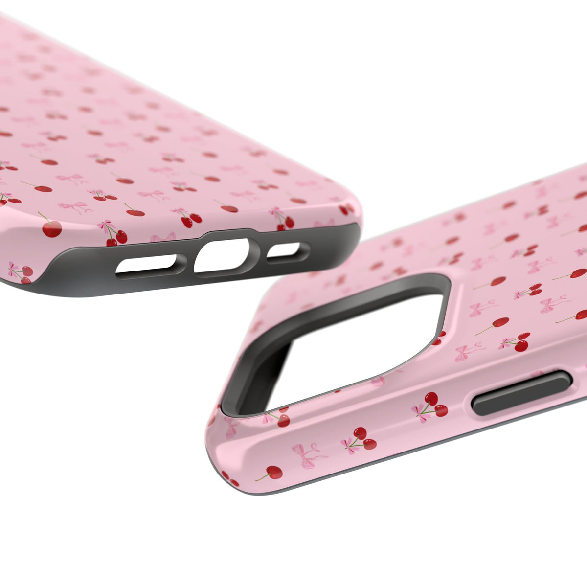 Cherry-Bow Pattern Impact-Resistant Phone Case