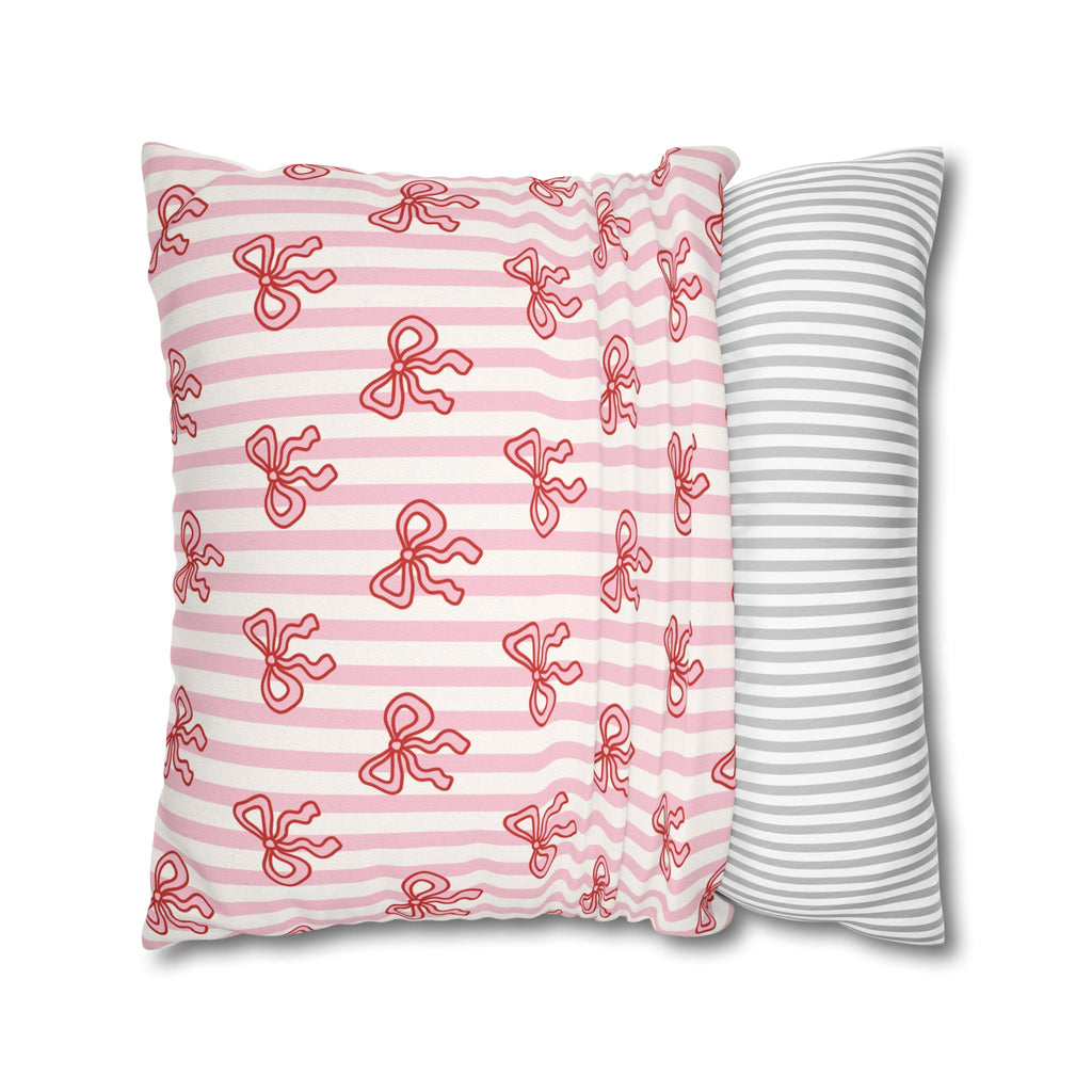 Pink Striped Bow's Pillowcase Cover