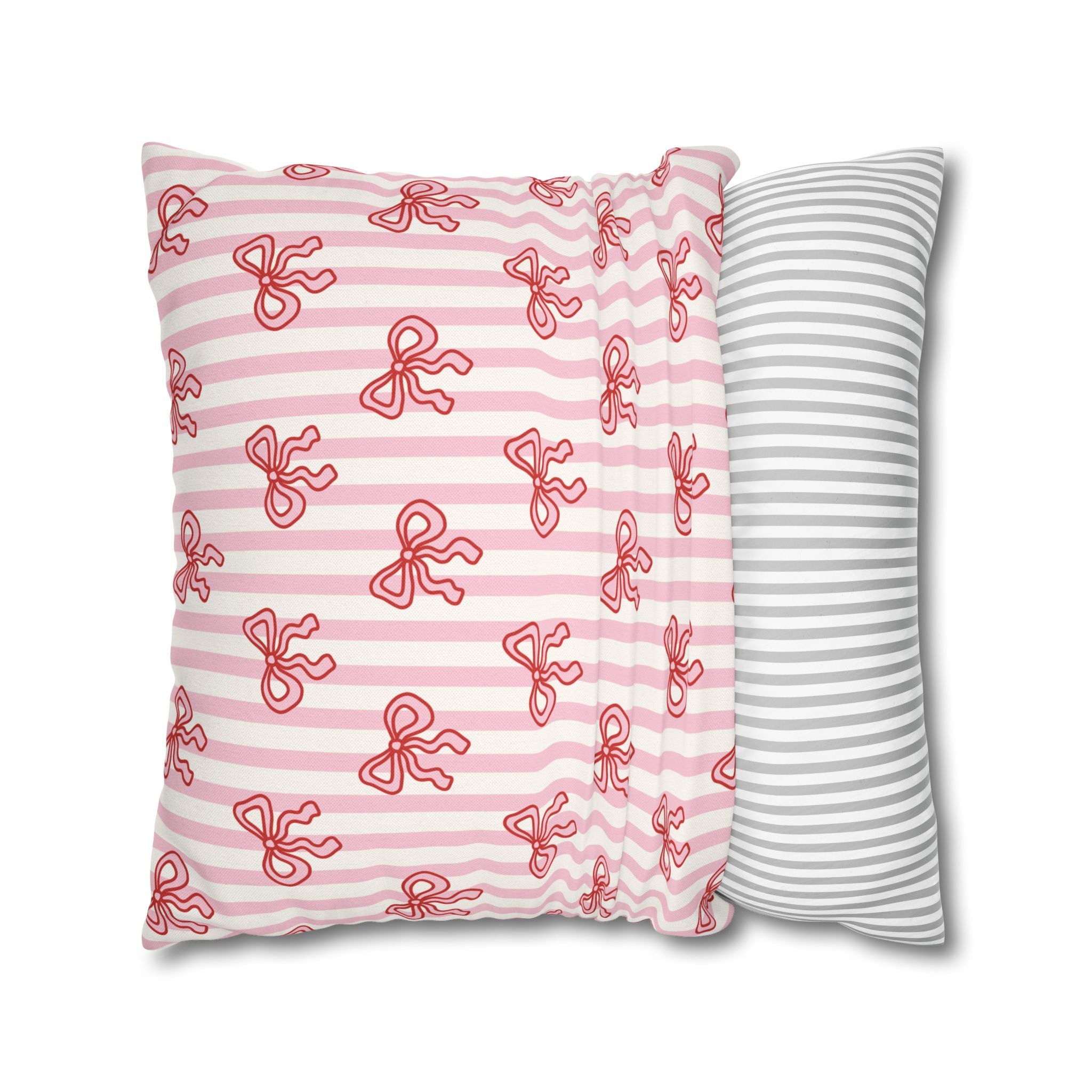 Pink Striped Bow's Pillowcase Cover