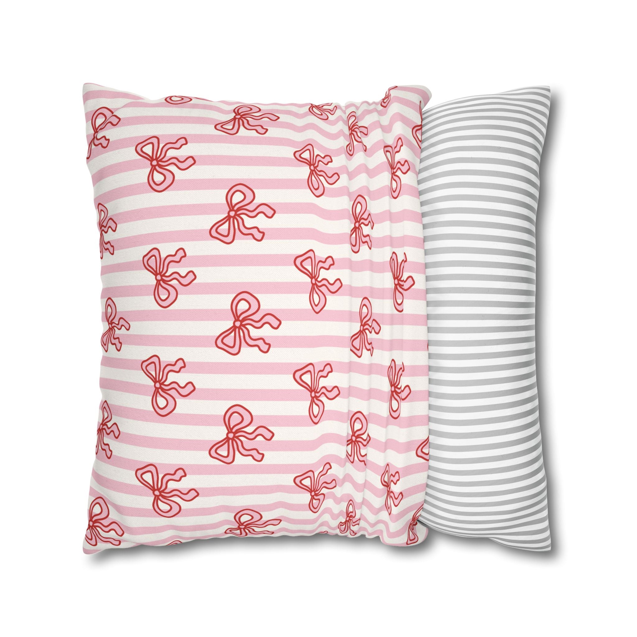 Pink Striped Bow's Pillowcase Cover