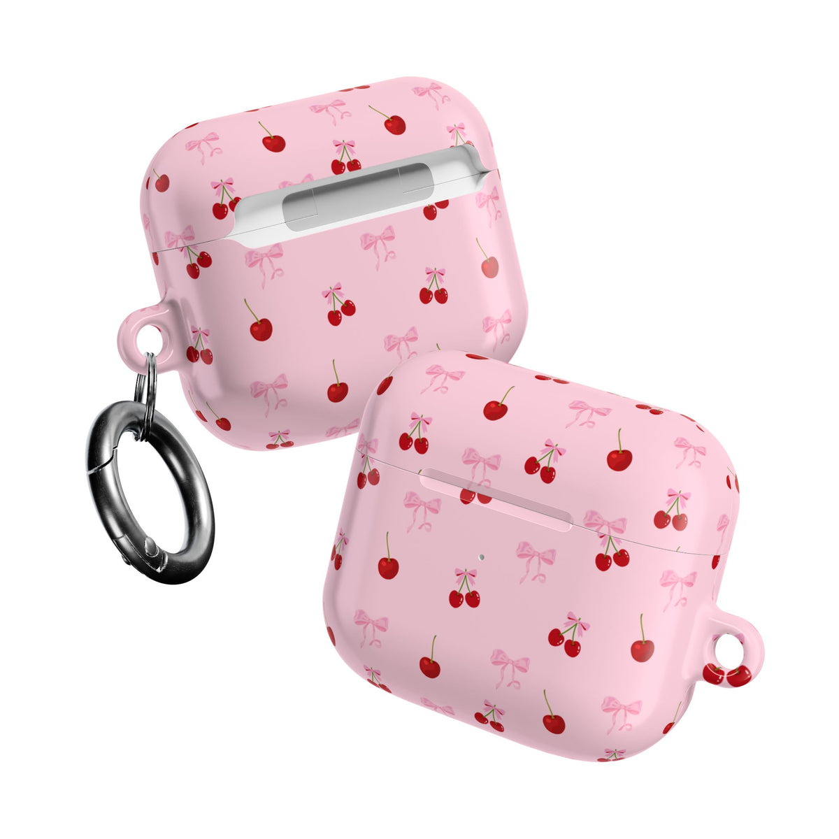 Cherry Bow AirPod Case — Cute Pink Cherry Pattern AirPods Pro Cover
