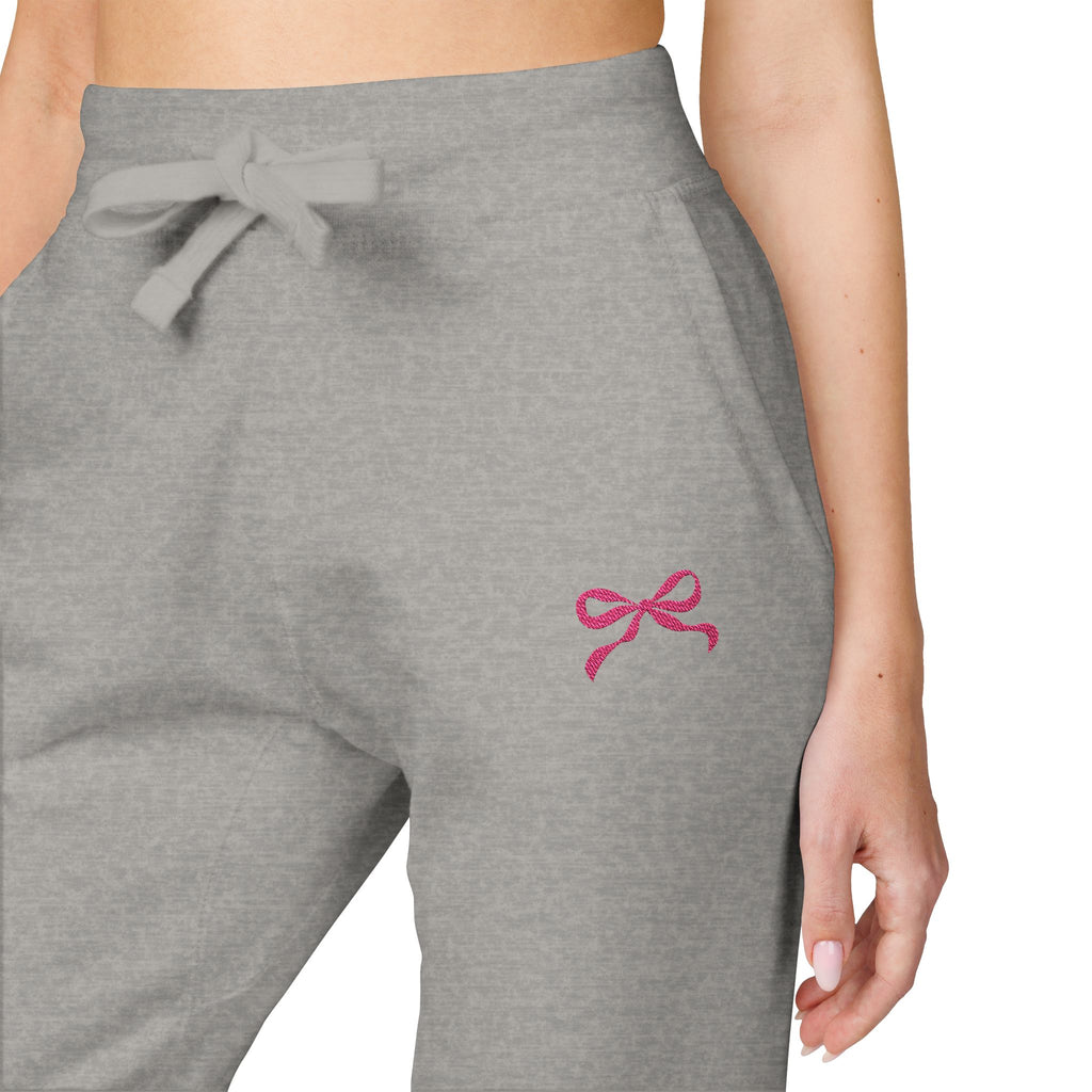 Embroidered Pink Bow Cozy Sweatpants