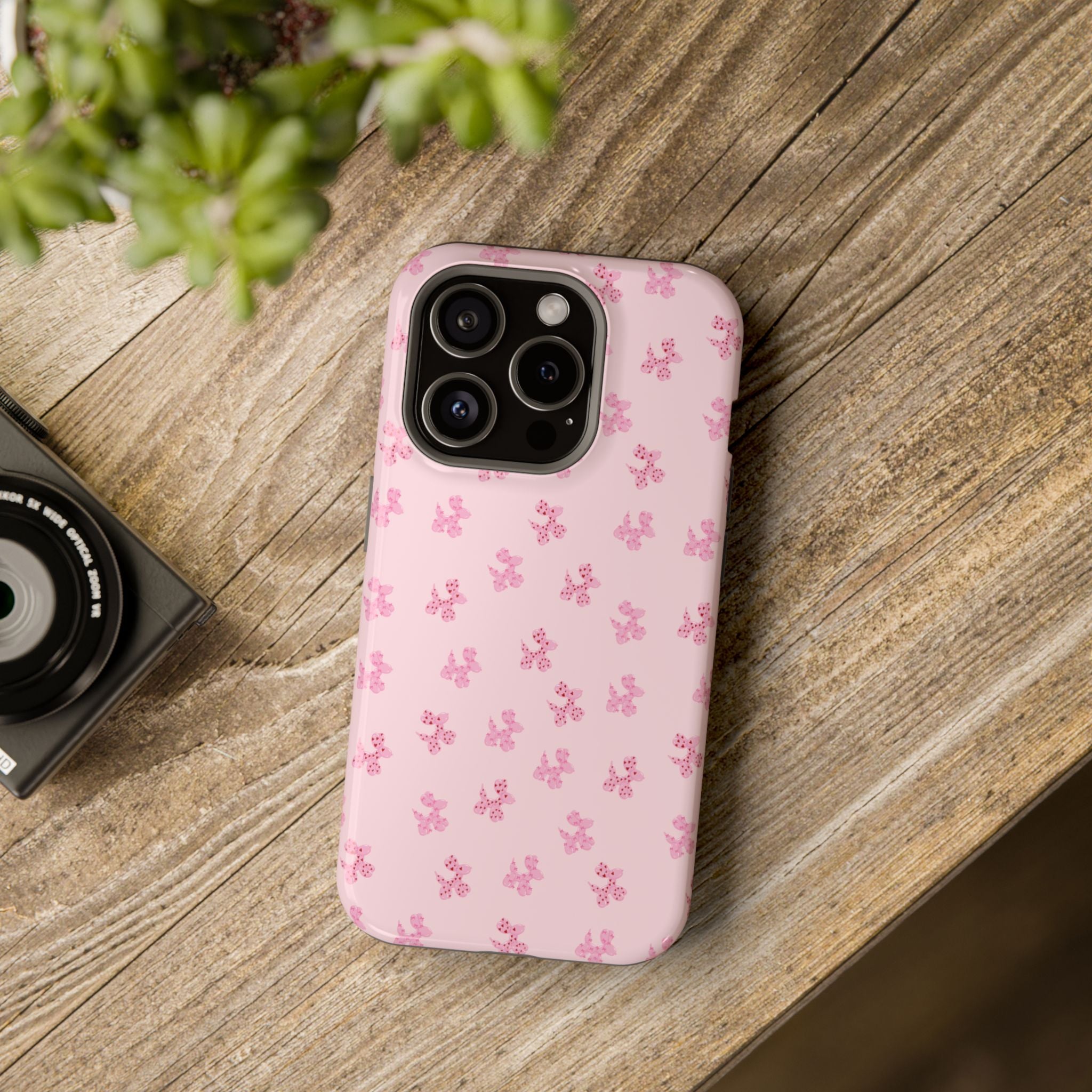 Pink Dog Bow's Cute Pattern Impact-Resistant Phone Case