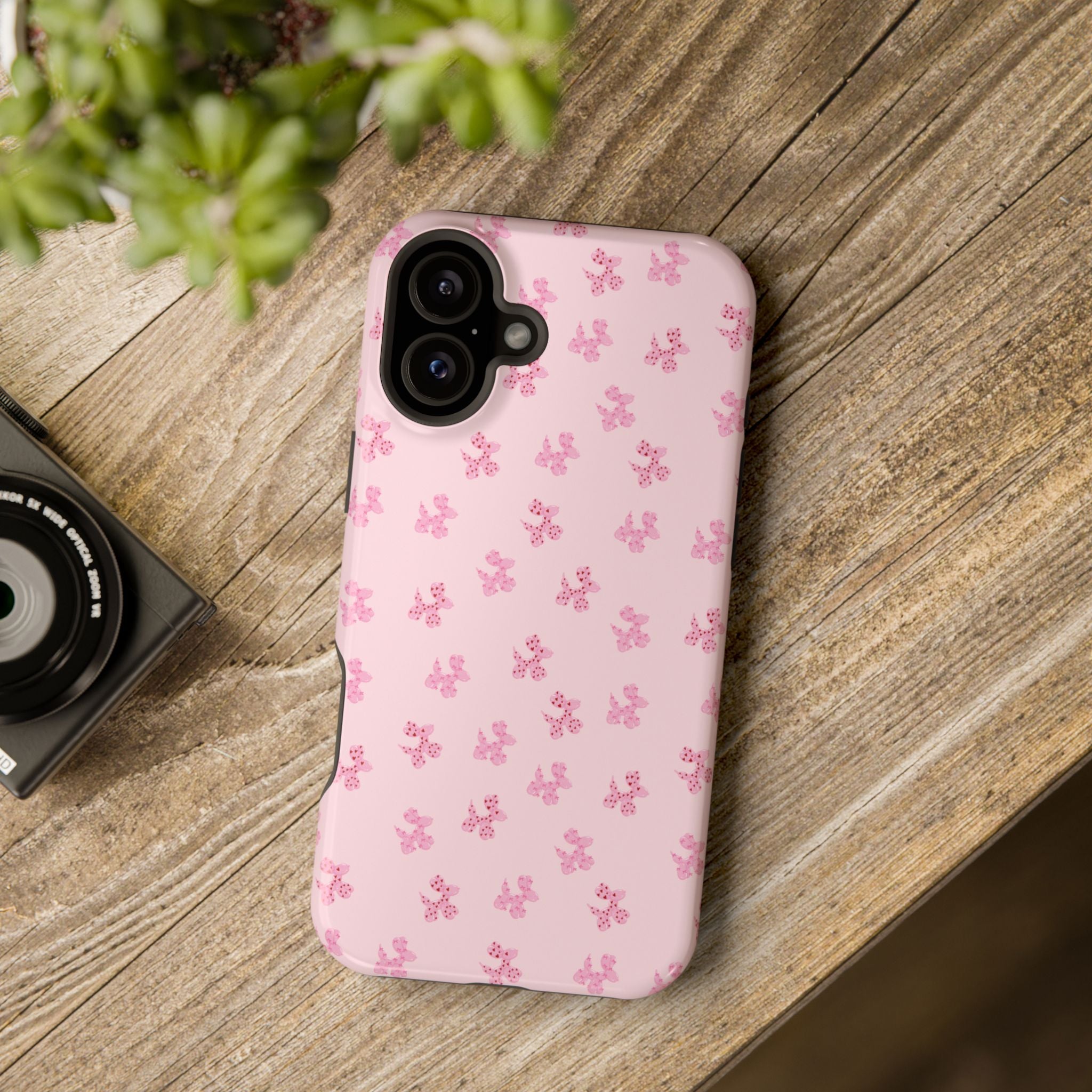 Pink Dog Bow's Cute Pattern Impact-Resistant Phone Case