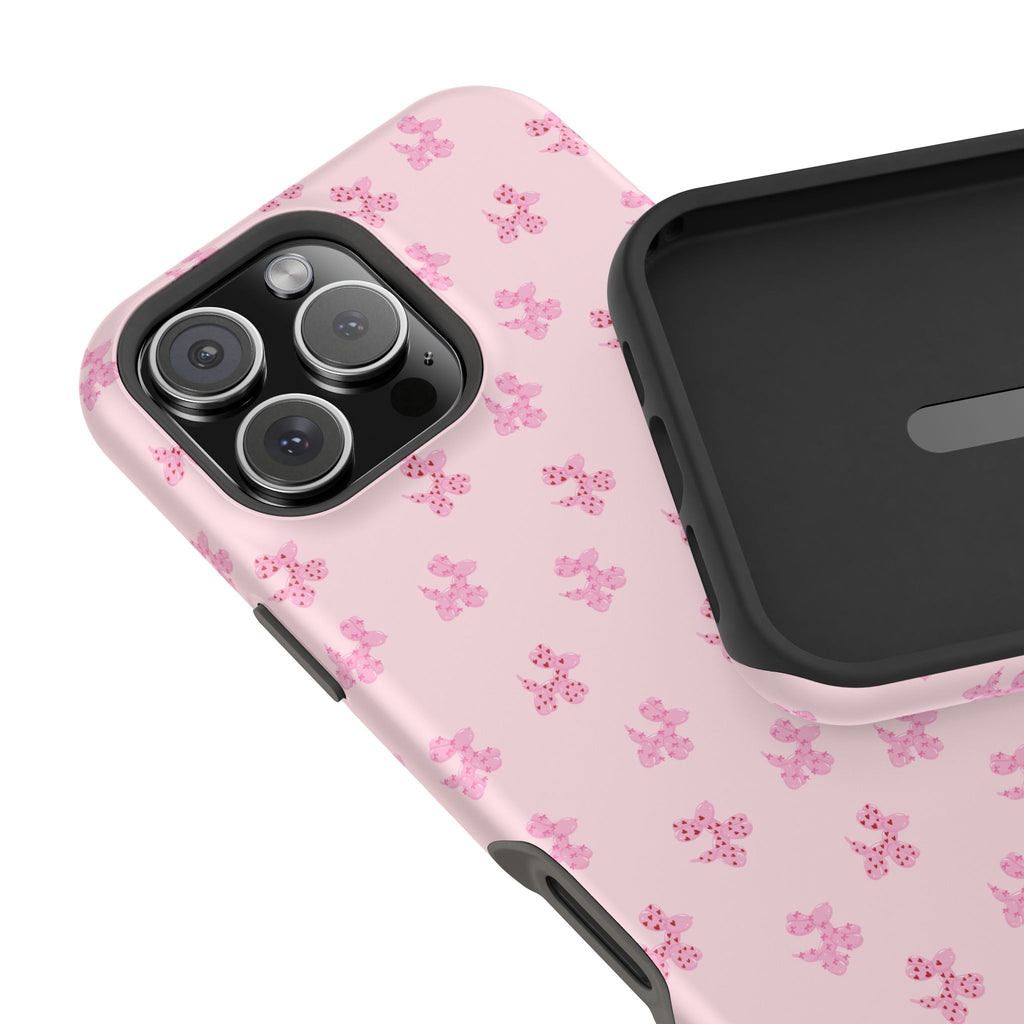 Pink Dog Bow's Cute Pattern Impact-Resistant Phone Case