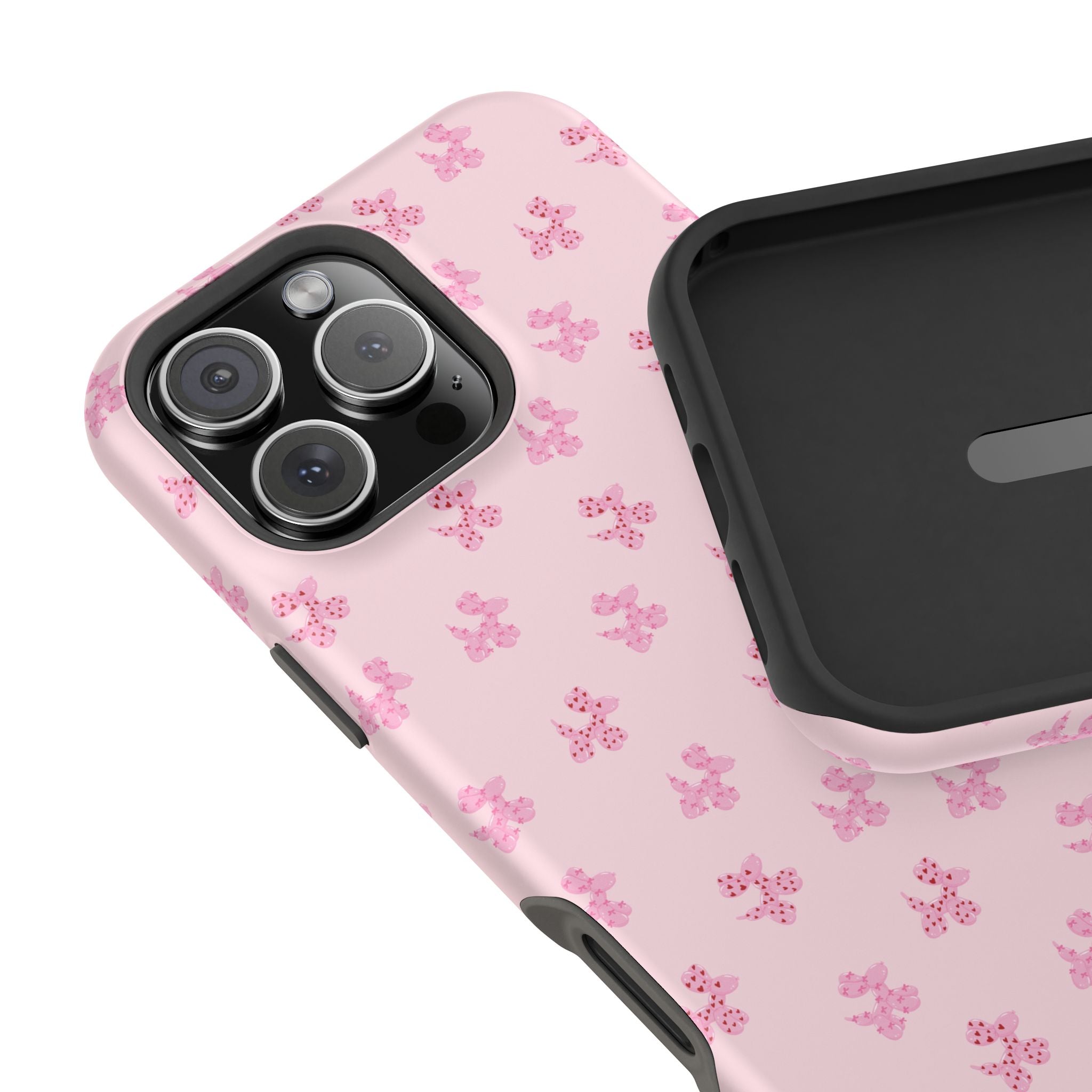 Pink Dog Bow's Cute Pattern Impact-Resistant Phone Case