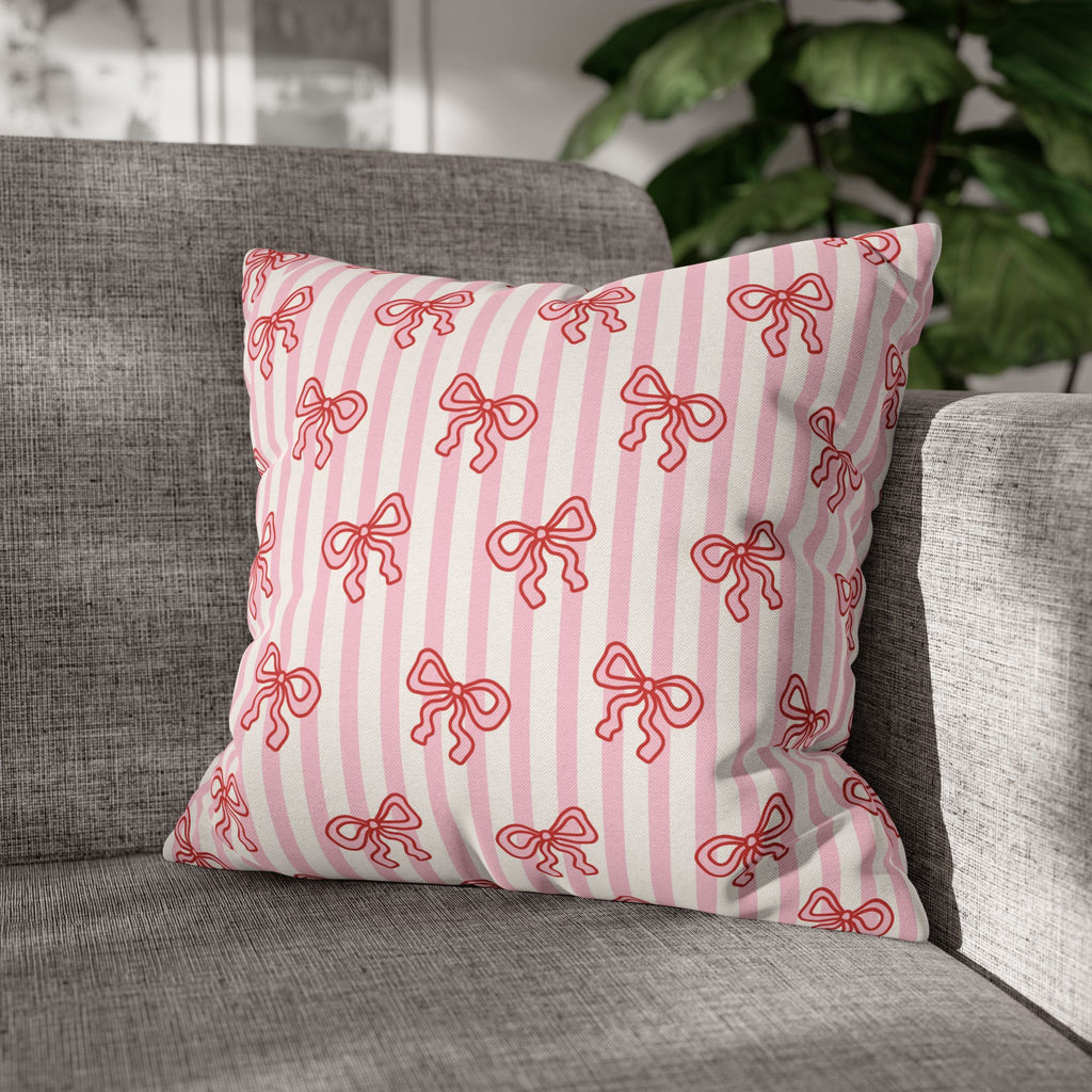 Pink Striped Bow's Pillowcase Cover