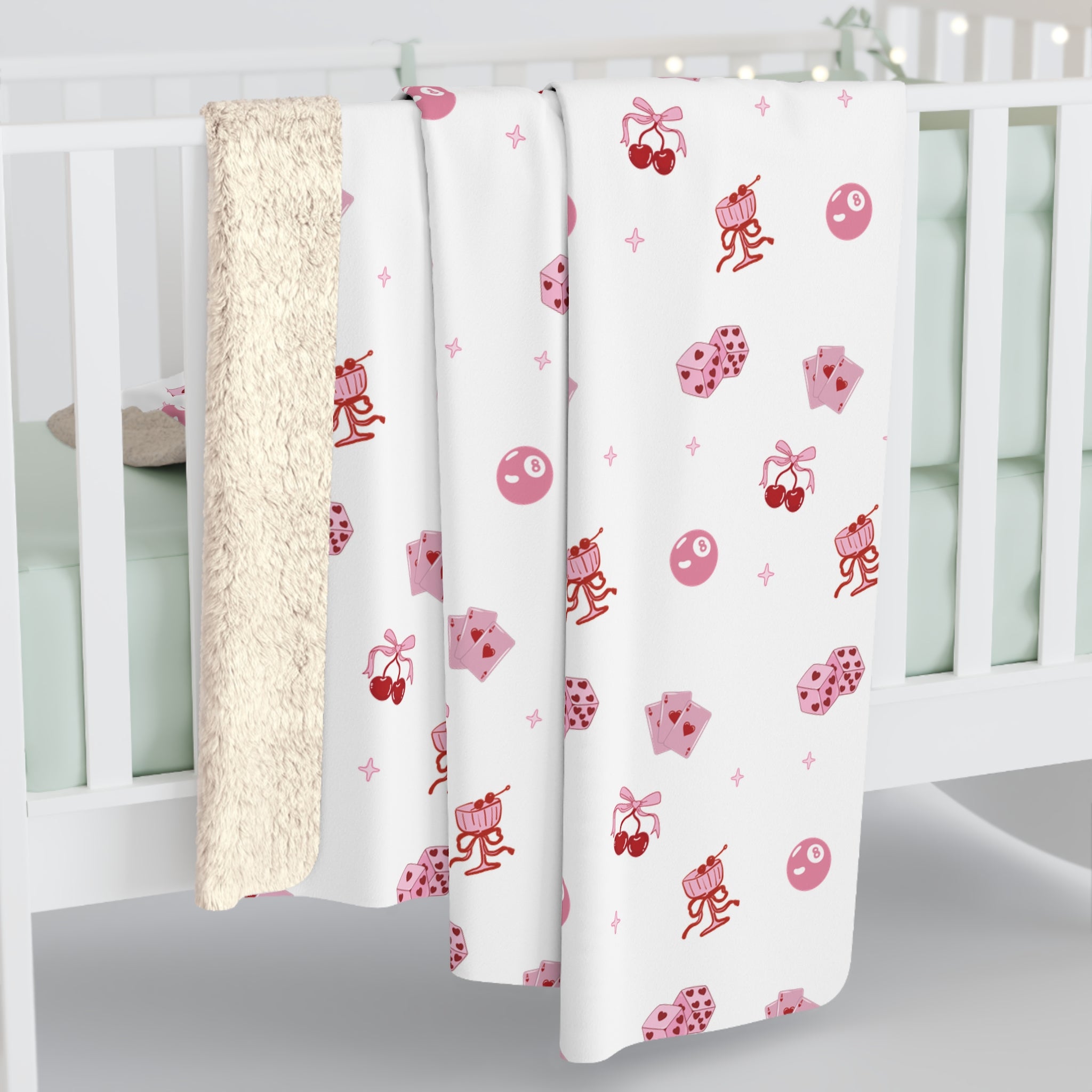 Cute Pink Coquette Sherpa Fleece Blanket