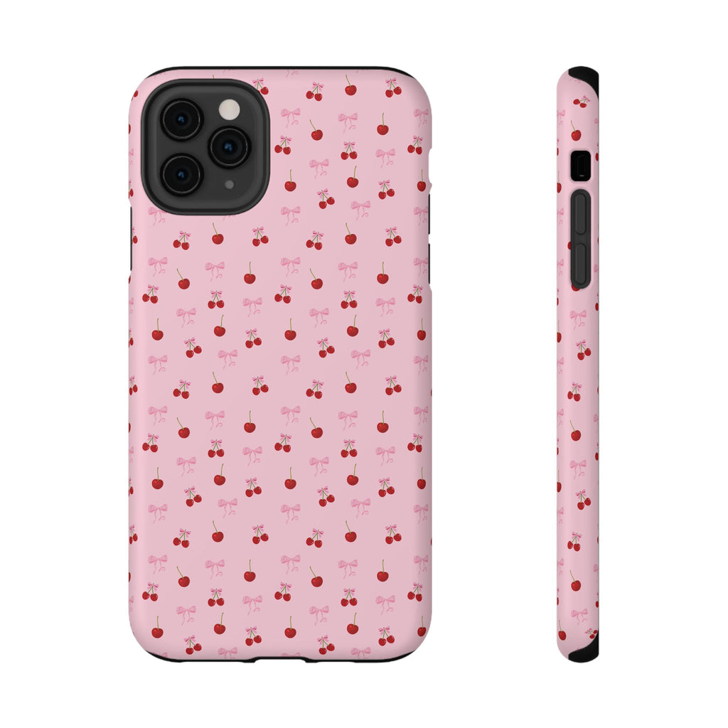 Cherry-Bow Pattern Impact-Resistant Phone Case