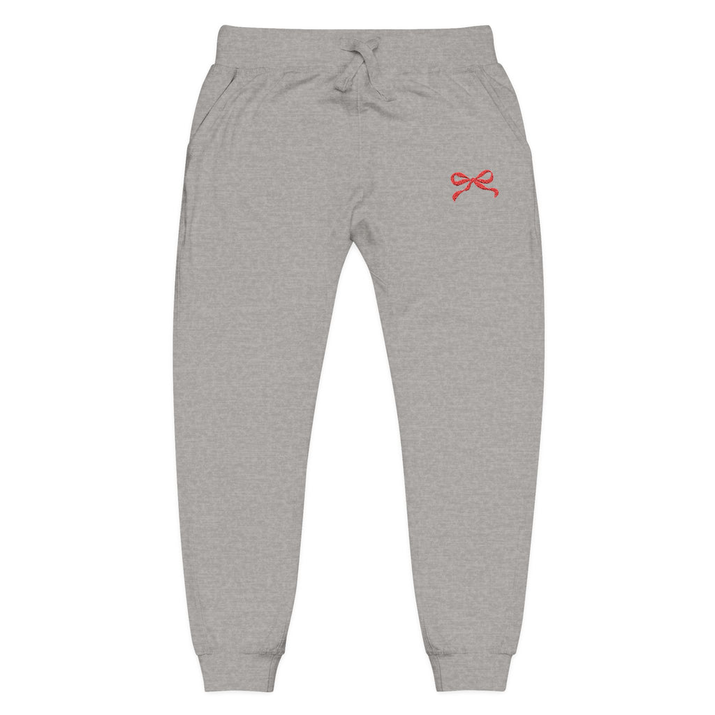 Embroidered Red Bow Cozy Sweatpants