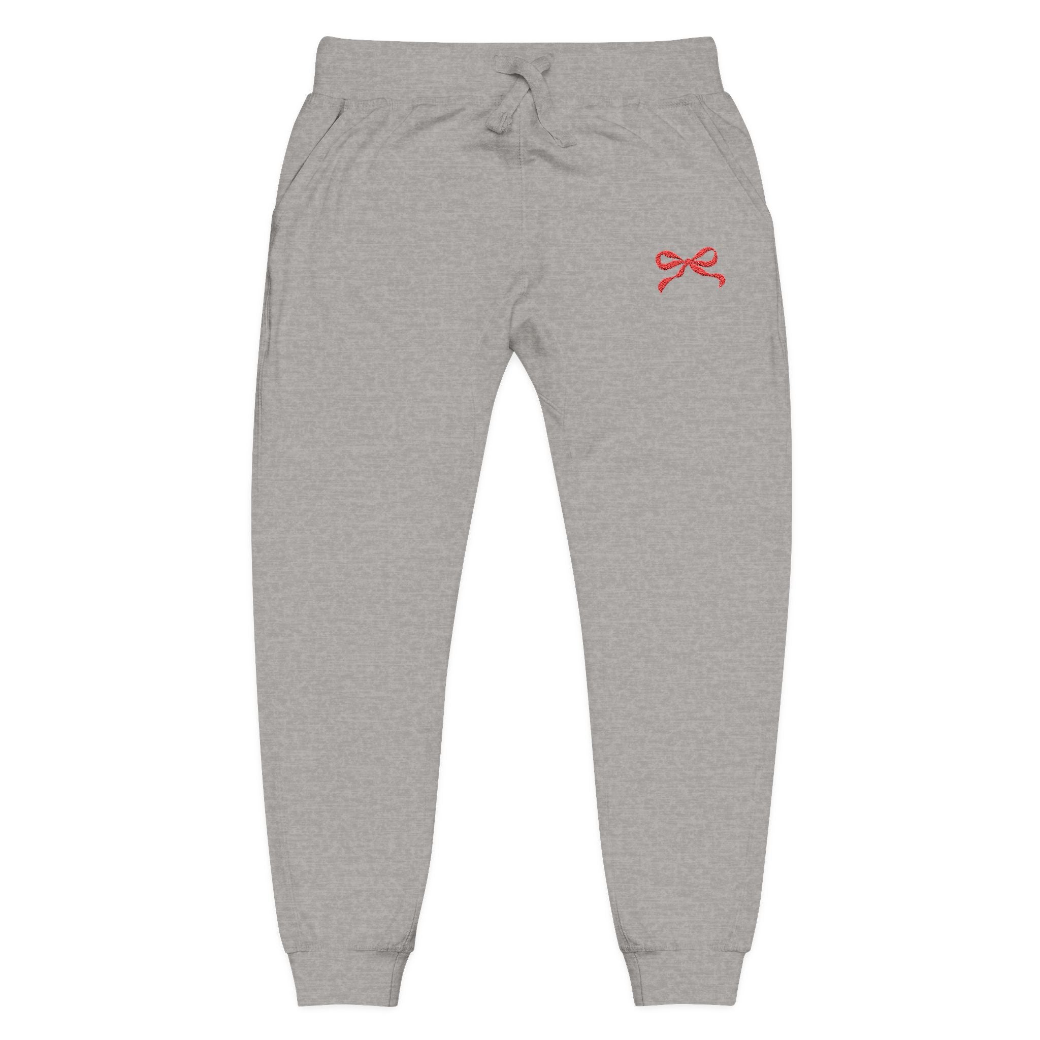 Embroidered Red Bow Cozy Sweatpants