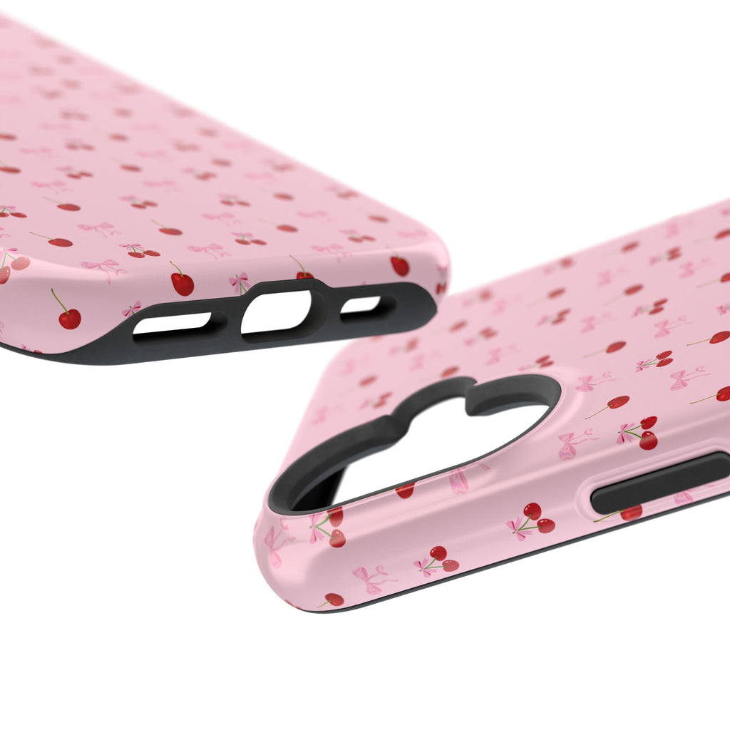 Cherry-Bow Pattern Impact-Resistant Phone Case