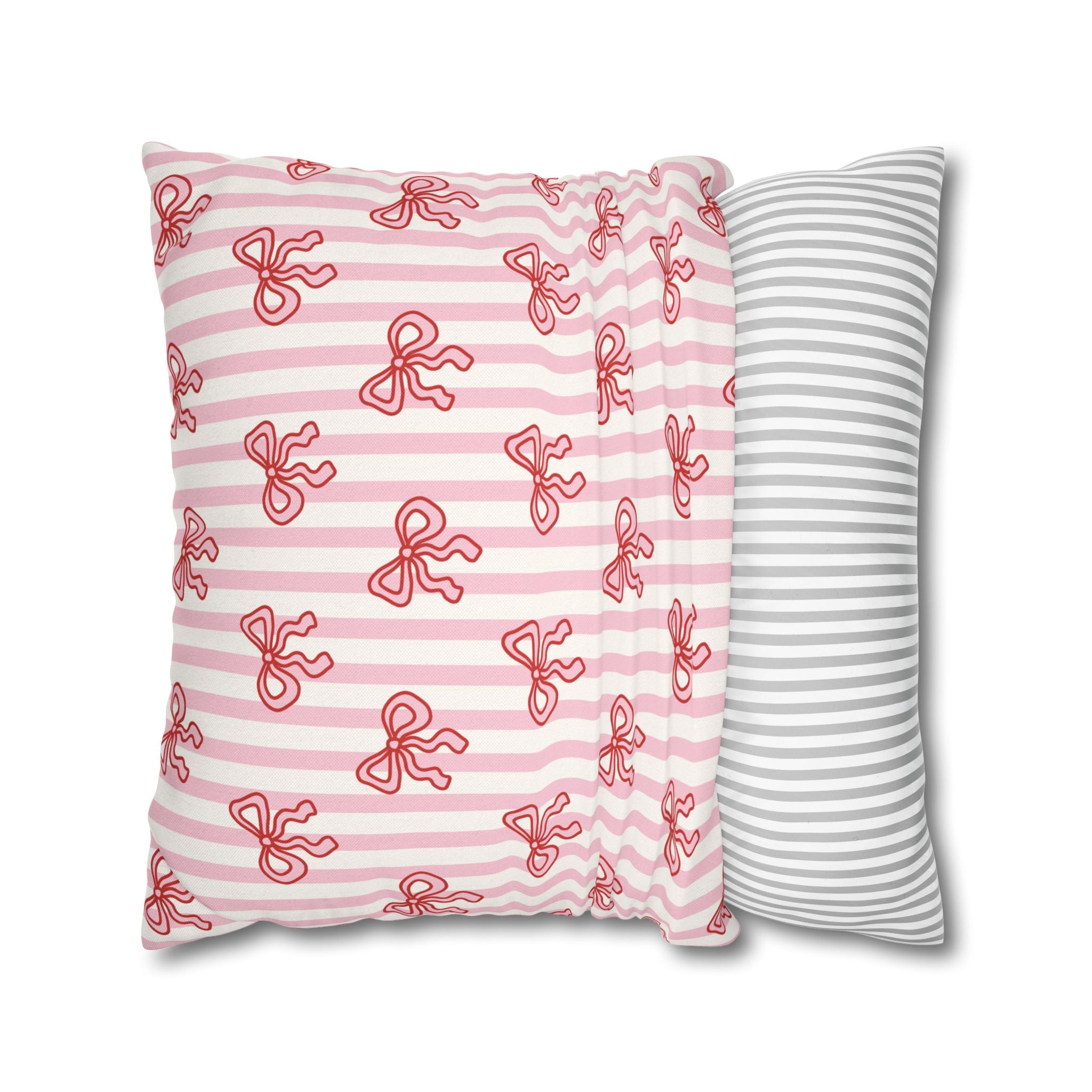 Pink Striped Bow's Pillowcase Cover