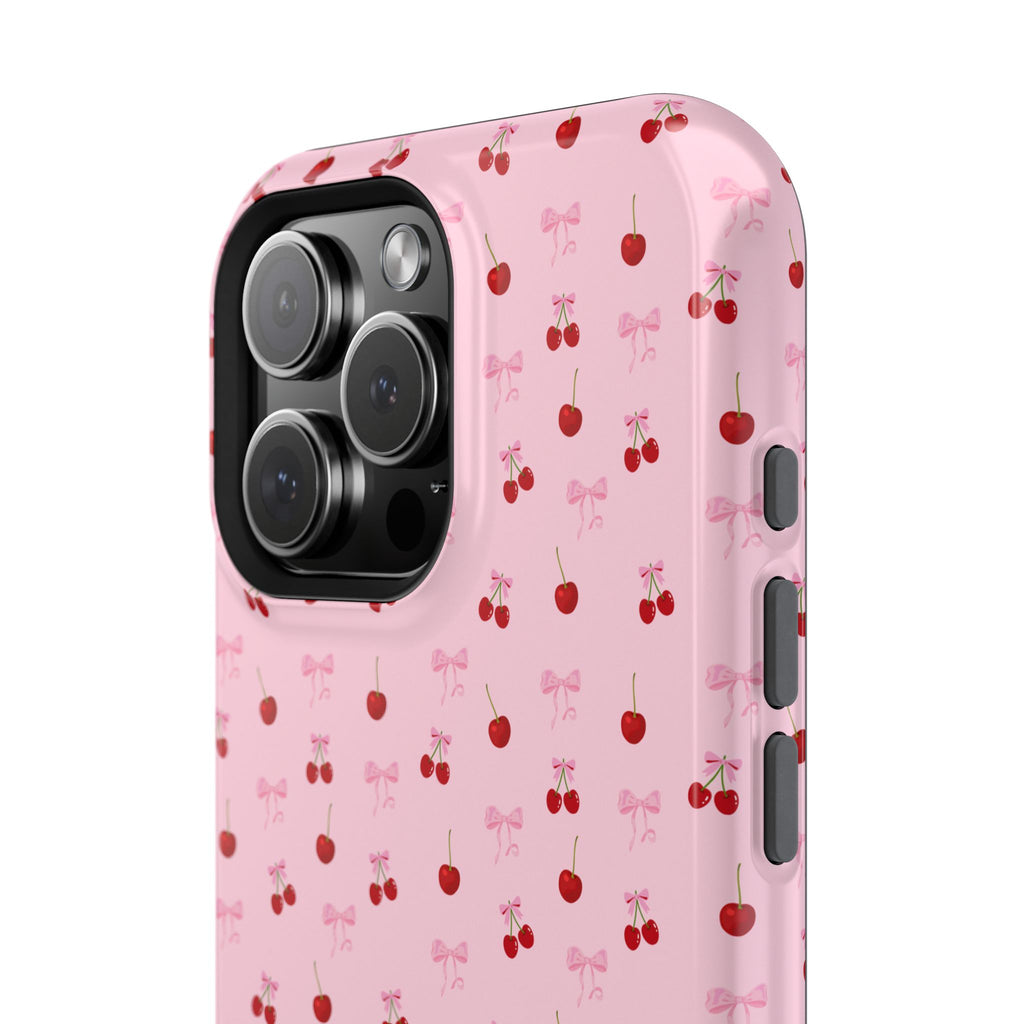 Cherry-Bow Pattern Impact-Resistant Phone Case