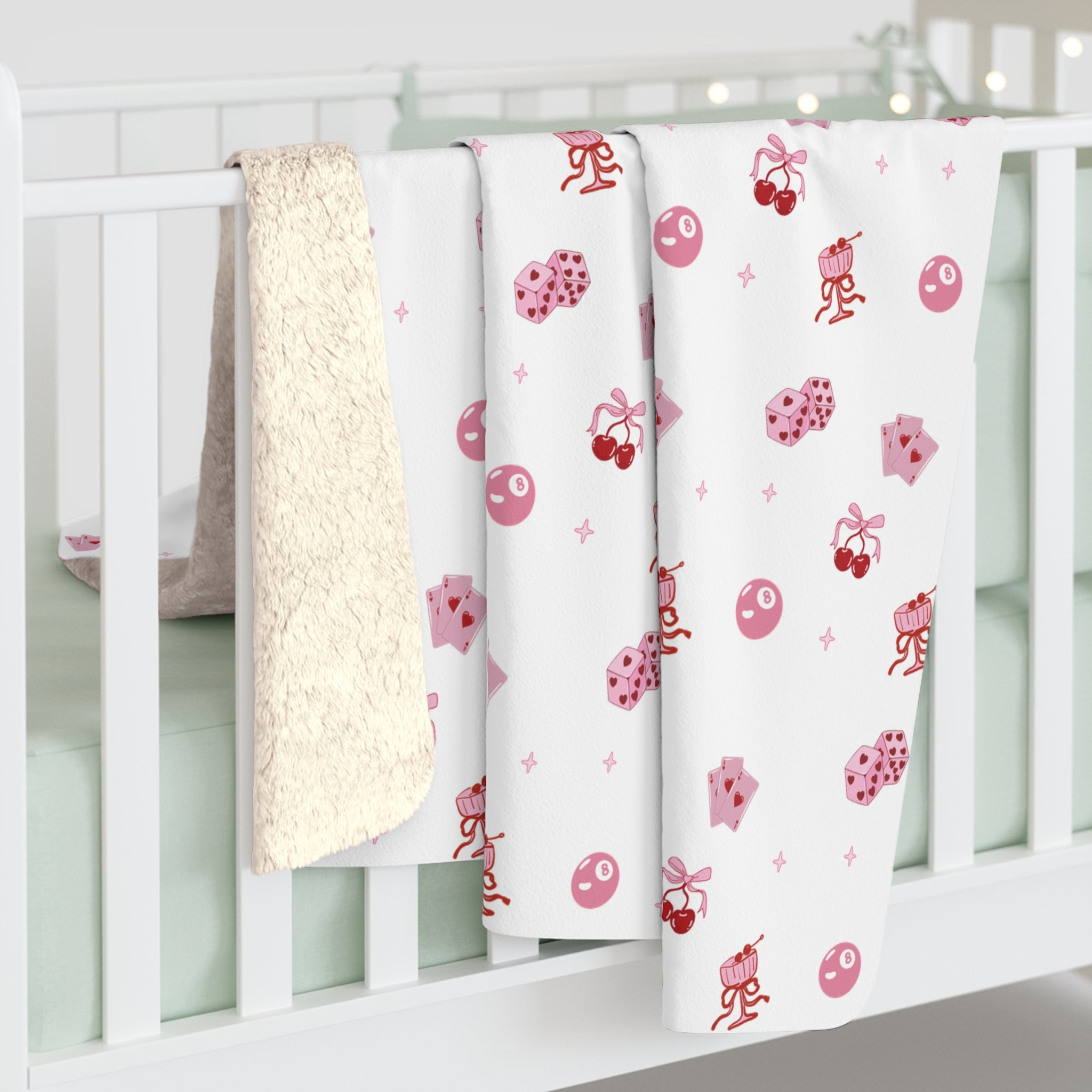 Cute Pink Coquette Sherpa Fleece Blanket