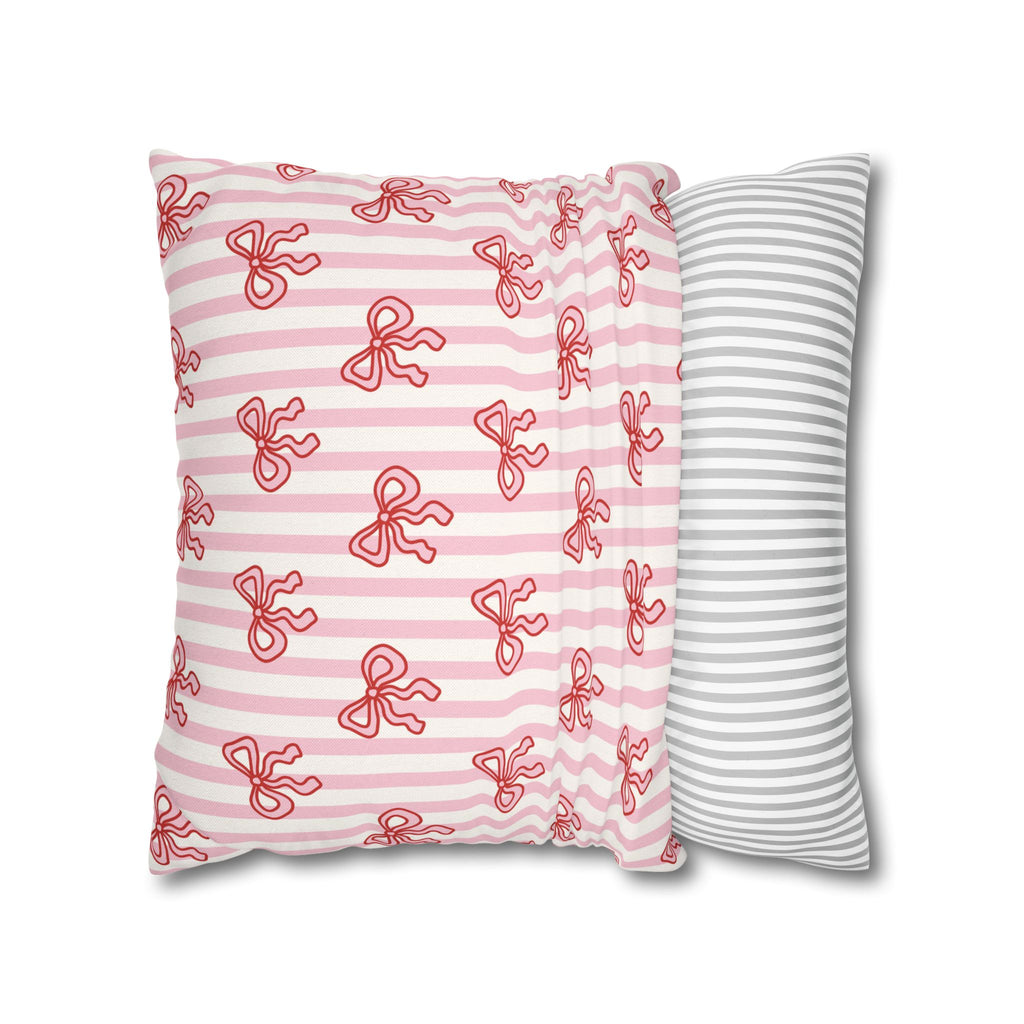 Pink Striped Bow's Pillowcase Cover