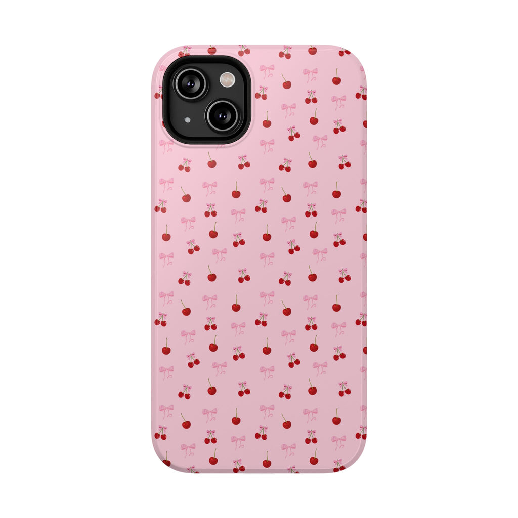 Cherry-Bow Pattern Impact-Resistant Phone Case