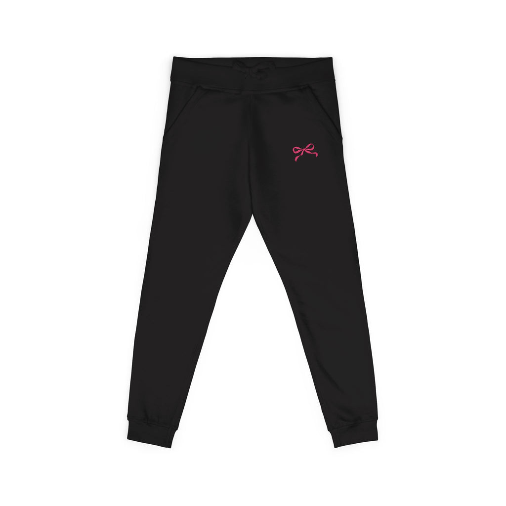 Embroidered Pink Bow Cozy Sweatpants