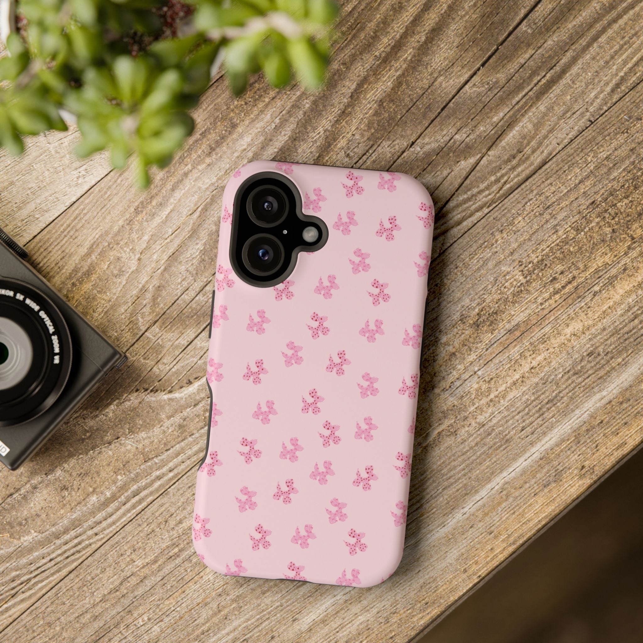 Pink Dog Bow's Cute Pattern Impact-Resistant Phone Case