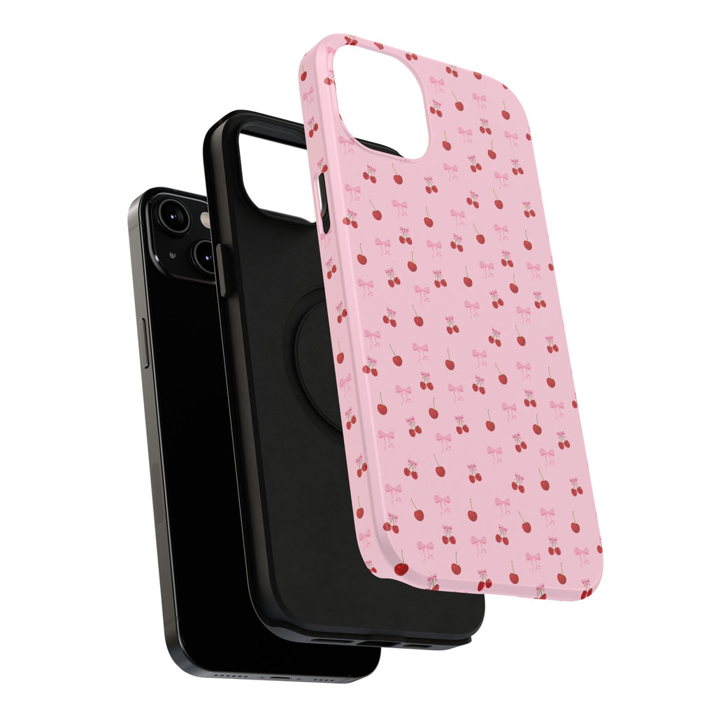 Cherry-Bow Pattern Impact-Resistant Phone Case