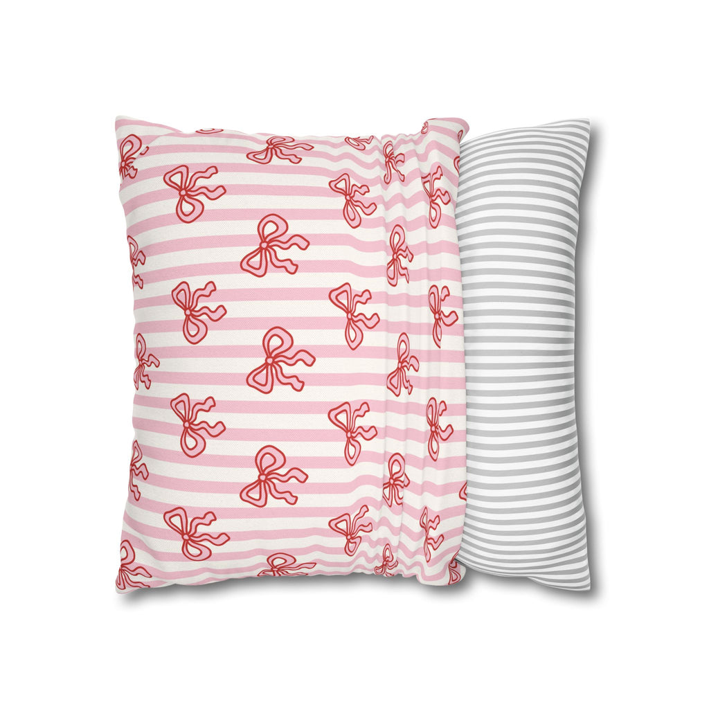 Pink Striped Bow's Pillowcase Cover
