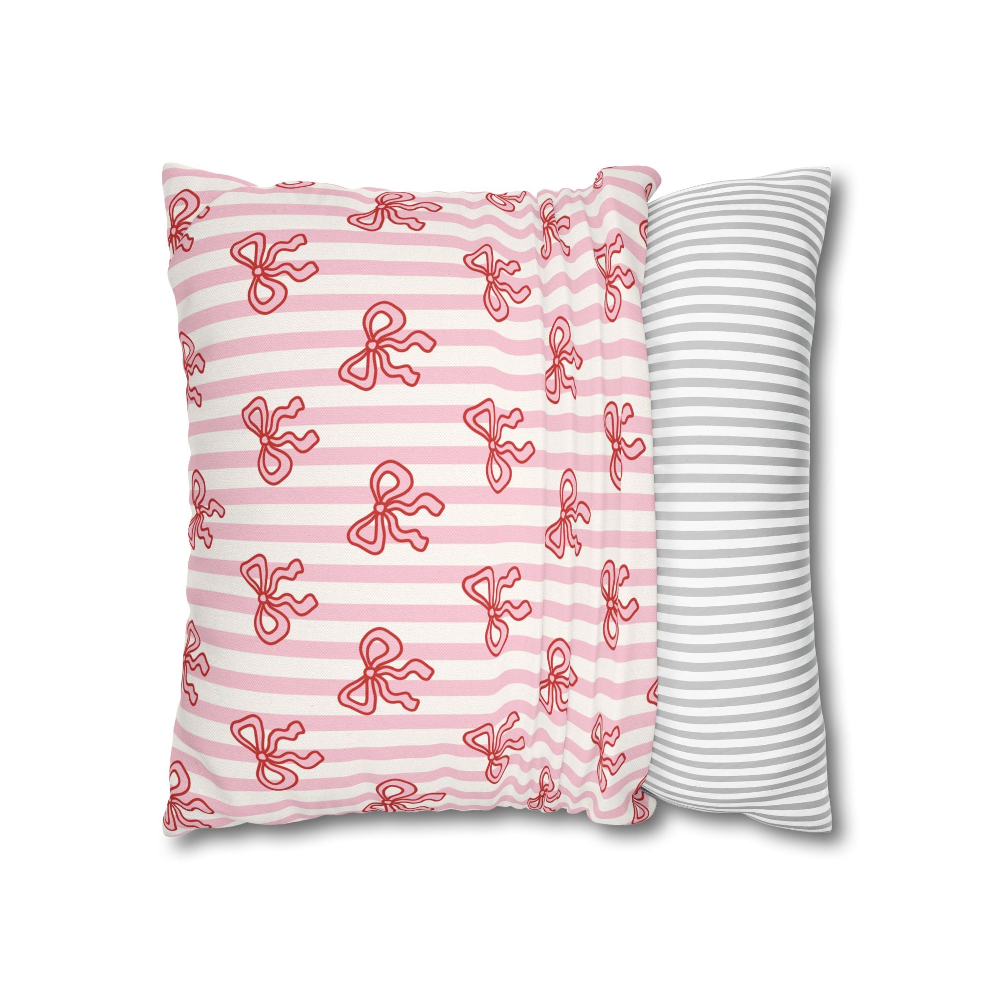 Pink Striped Bow's Pillowcase Cover