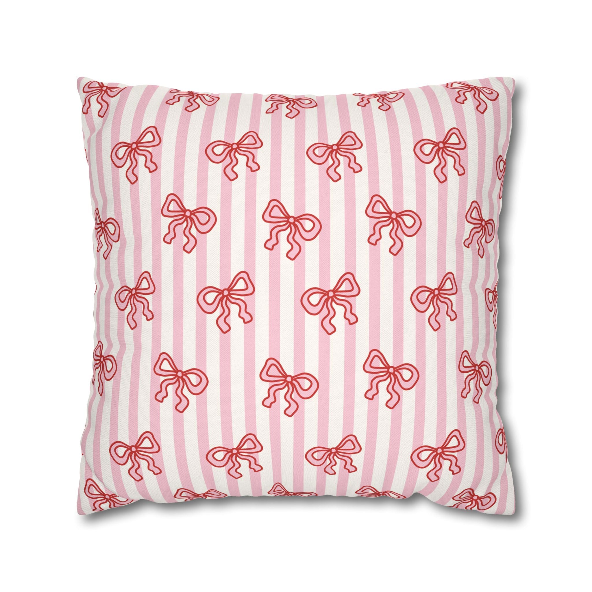 Pink Striped Bow's Pillowcase Cover