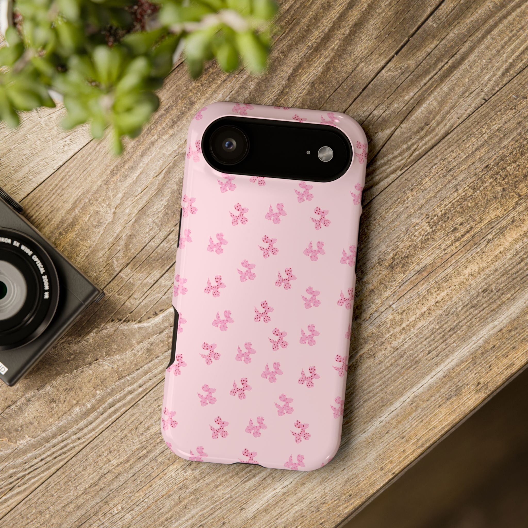 Pink Dog Bow's Cute Pattern Impact-Resistant Phone Case