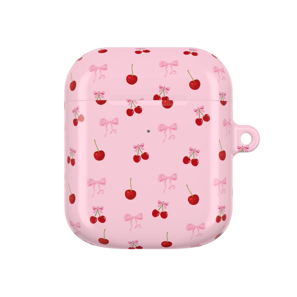 Cherry Bow AirPod Case — Cute Pink Cherry Pattern AirPods Pro Cover