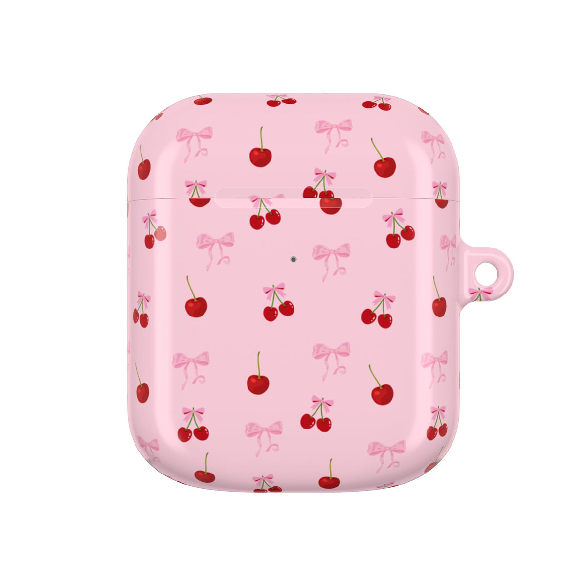 Cherry Bow AirPod Case — Cute Pink Cherry Pattern AirPods Pro Cover