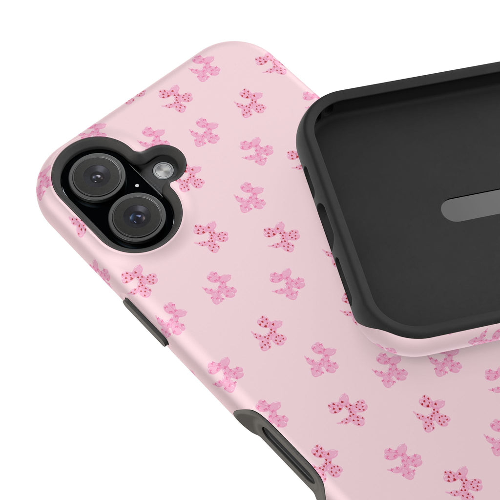 Pink Dog Bow's Cute Pattern Impact-Resistant Phone Case