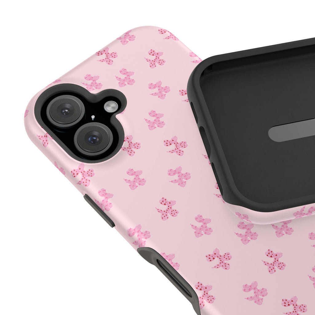Pink Dog Bow's Cute Pattern Impact-Resistant Phone Case