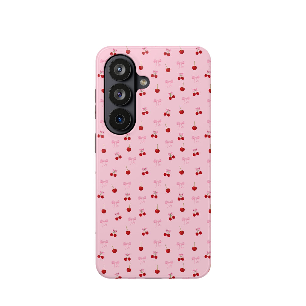 Cherry-Bow Pattern Impact-Resistant Phone Case