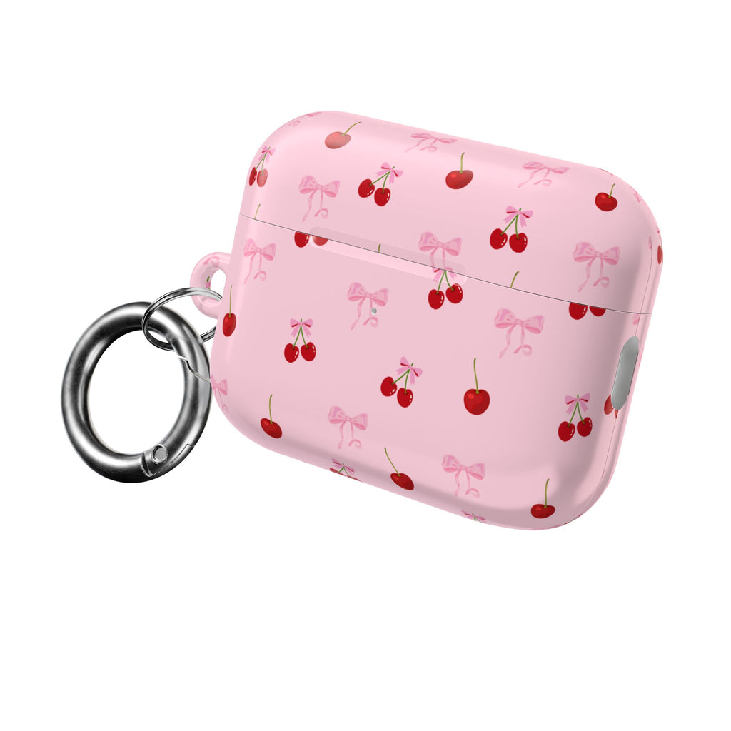 Cherry Bow AirPod Case — Cute Pink Cherry Pattern AirPods Pro Cover