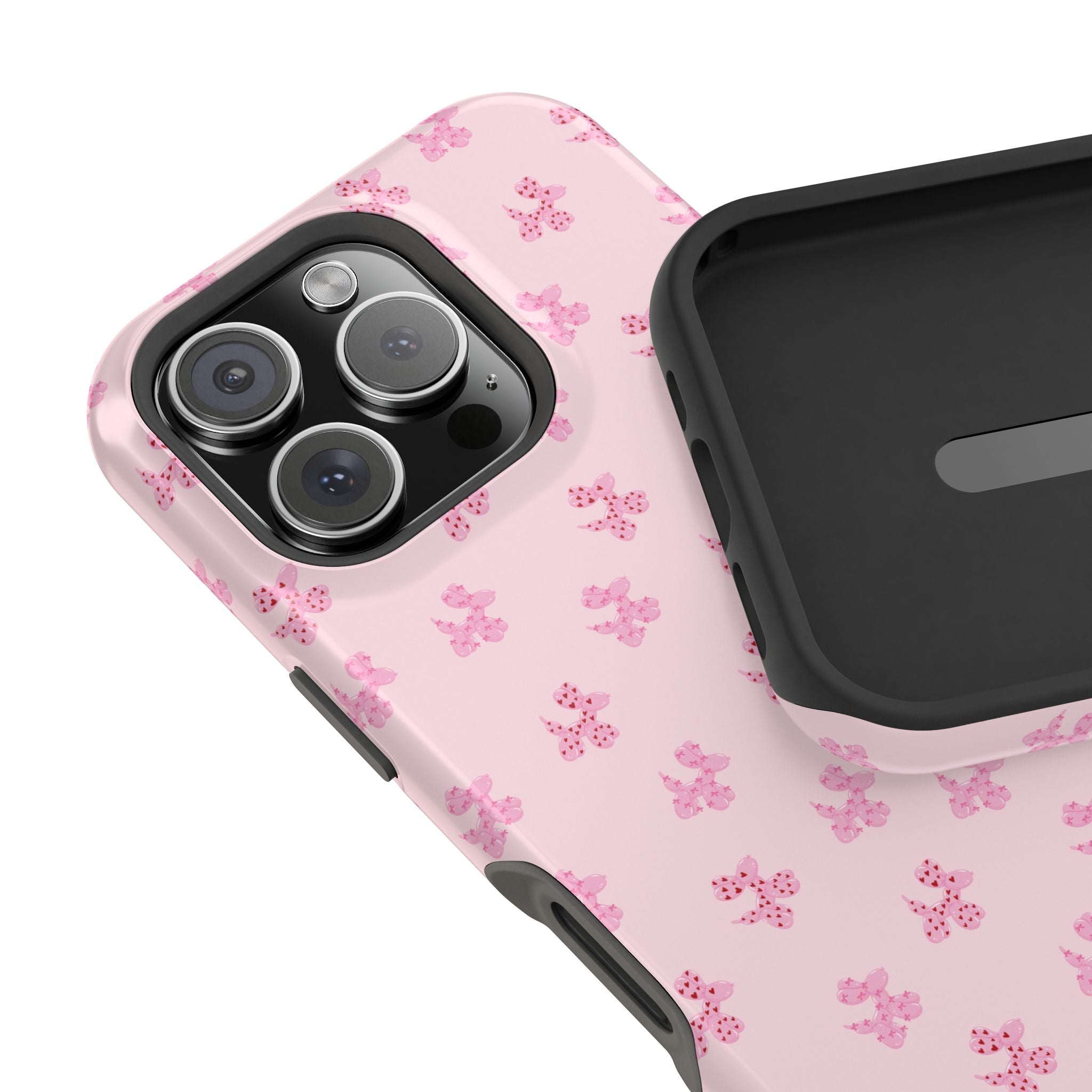 Pink Dog Bow's Cute Pattern Impact-Resistant Phone Case