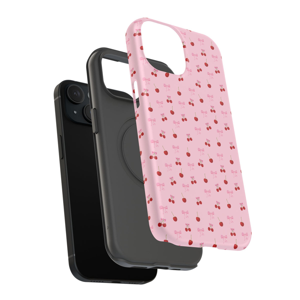Cherry-Bow Pattern Impact-Resistant Phone Case