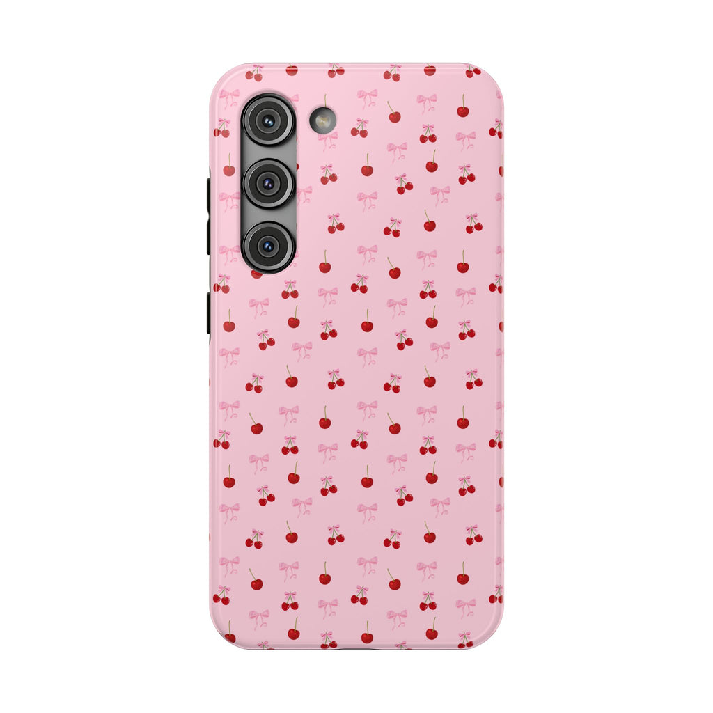 Cherry-Bow Pattern Impact-Resistant Phone Case