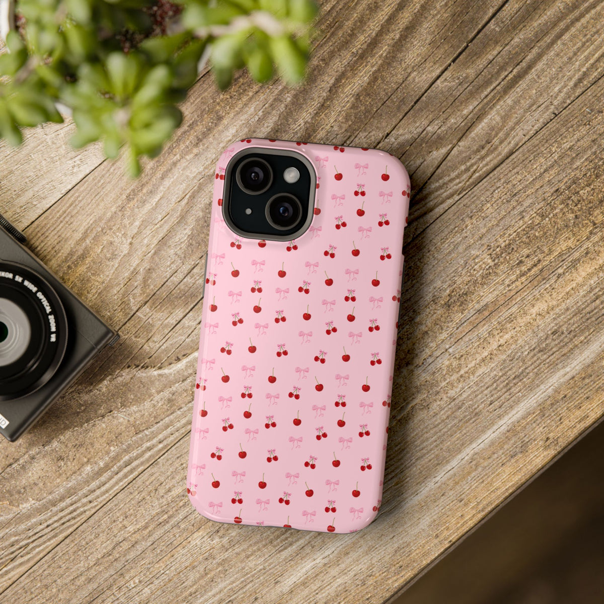 Cherry-Bow Pattern Impact-Resistant Phone Case