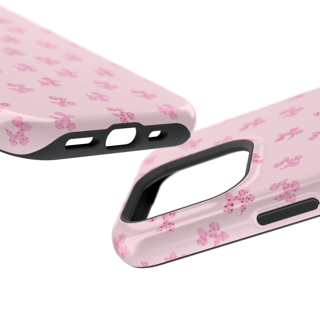 Pink Dog Bow's Cute Pattern Impact-Resistant Phone Case