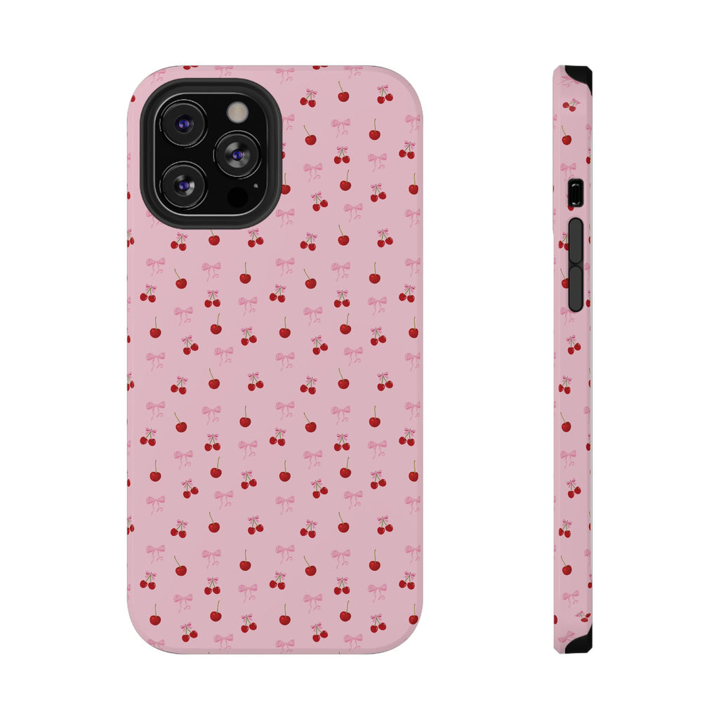 Cherry-Bow Pattern Impact-Resistant Phone Case