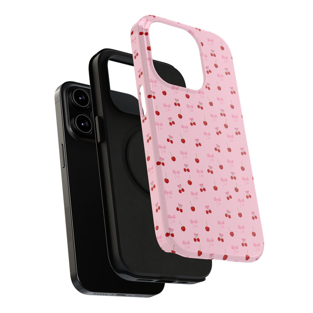 Cherry-Bow Pattern Impact-Resistant Phone Case