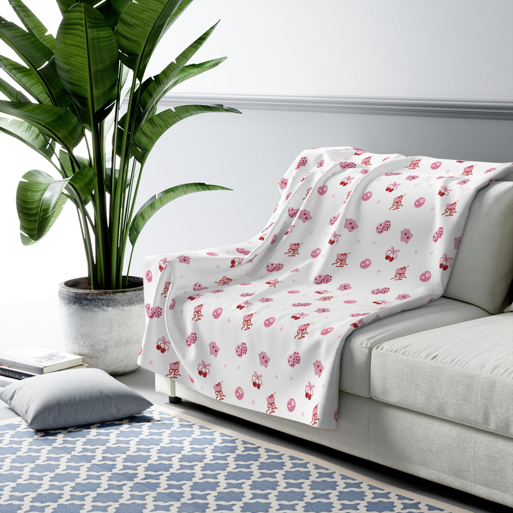 Cute Pink Coquette Sherpa Fleece Blanket