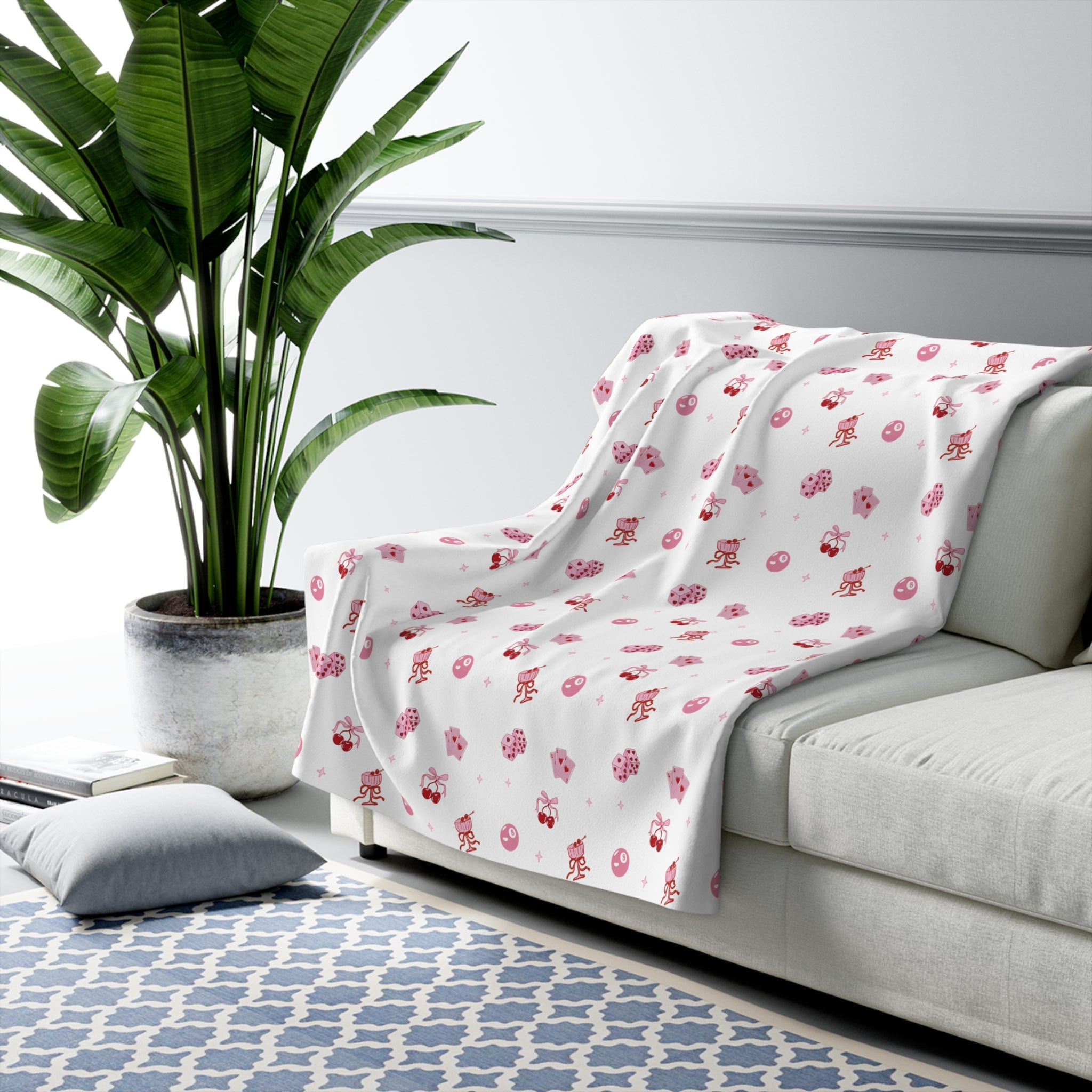 Cute Pink Coquette Sherpa Fleece Blanket
